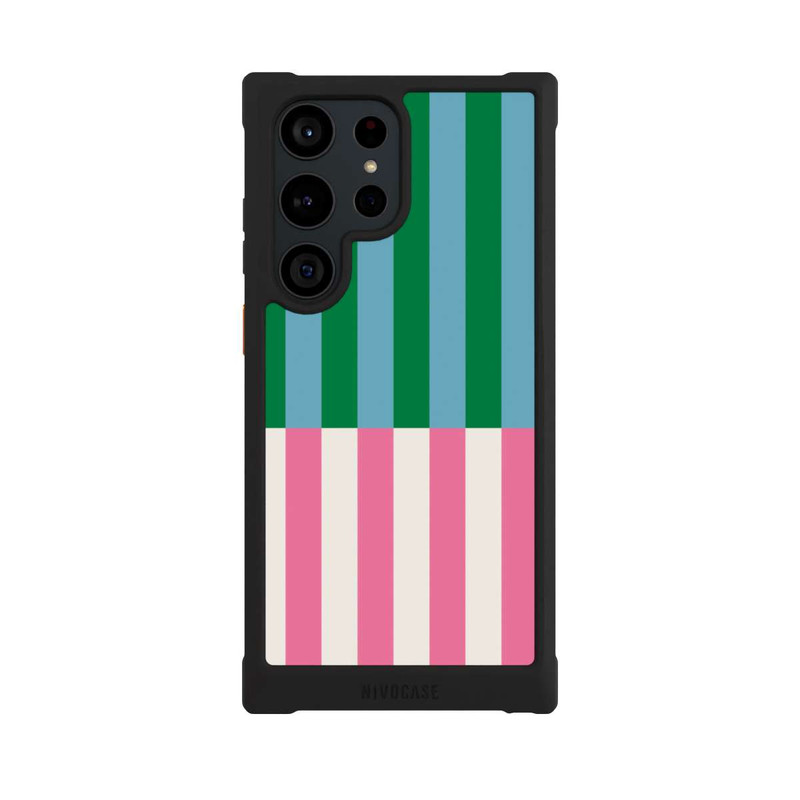 Galaxy S23 Ultra NIVOmax Motif Rayé Vert Rose
