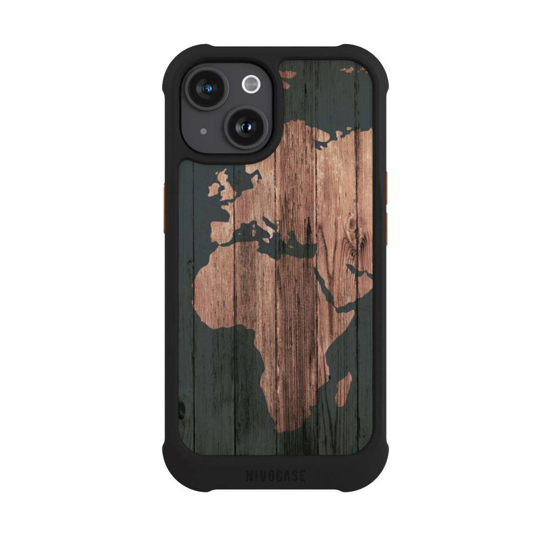 iPhone 15 NIVOmax Wooden World Map