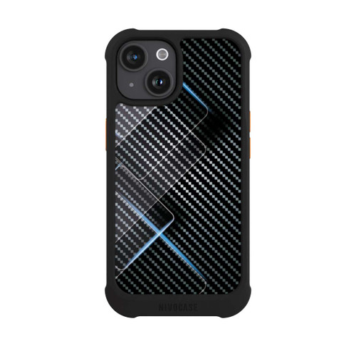 Apple iPhone 15 NIVOmax Blaue Linien auf Karbon