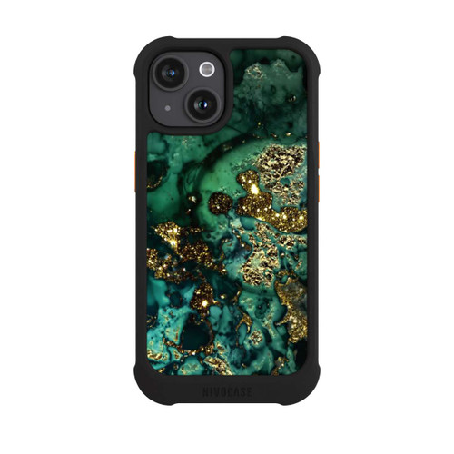Apple iPhone 15 NIVOmax Cyan Glitzer Marmorlook