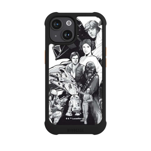 Apple iPhone 15 NIVOmax StarWars Charaktere - Schwarz-Weiß