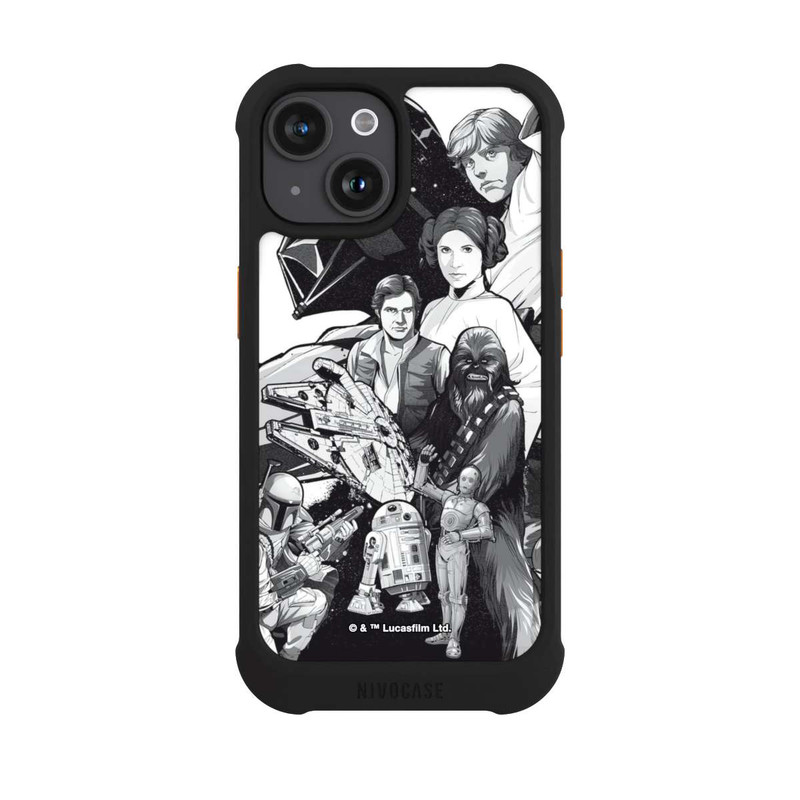 iPhone 15 NIVOmax StarWars Charaktere - Schwarz-Weiß