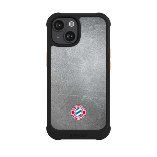 Apple iPhone 15 NIVOmax Klassisches FCB Logo Klein - Bunt auf Metalllook