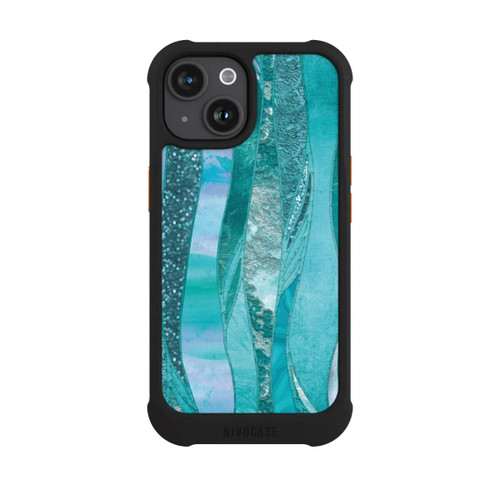Apple iPhone 15 NIVOmax Look pailleté glamour bleu
