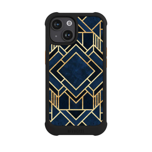 Apple iPhone 15 NIVOmax Kunst Deko Blau Golddruck