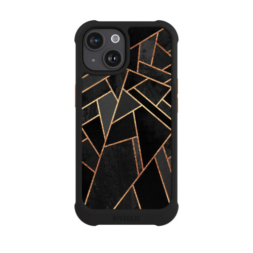 Apple iPhone 15 NIVOmax Schwarze Nacht Gold Druck