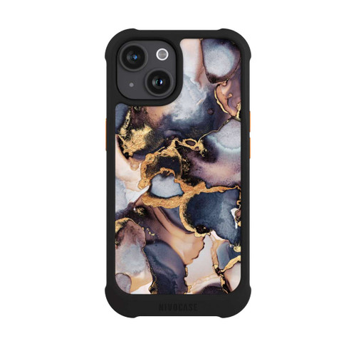 Apple iPhone 15 NIVOmax Verträumte Tinte Grau-Golddruck