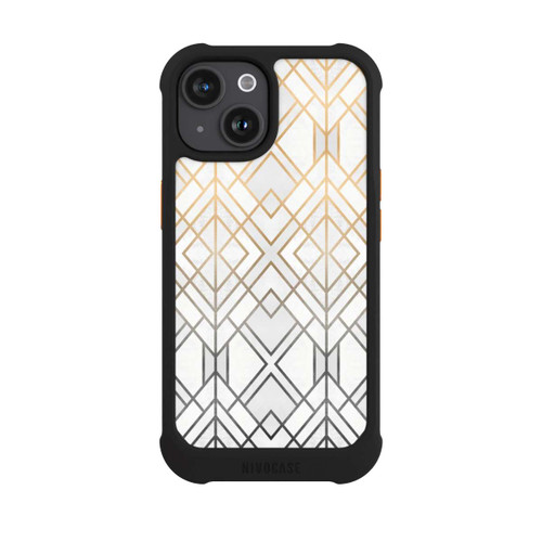 Apple iPhone 15 NIVOmax Gold und Grauer Geo Golddruck