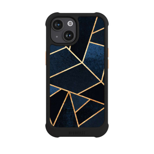 Apple iPhone 15 NIVOmax Navy Stein Golddruck