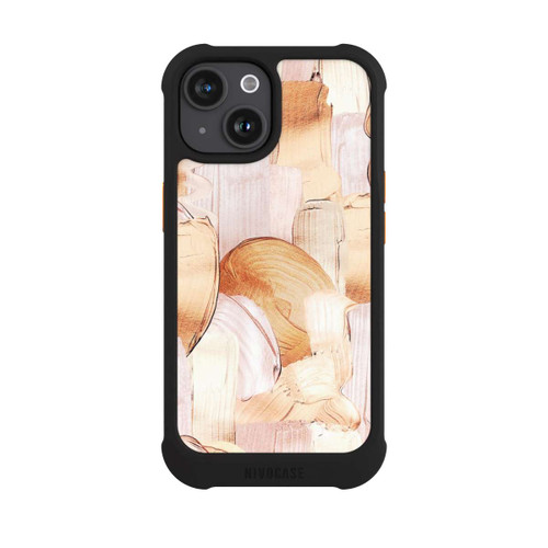 Apple iPhone 15 NIVOmax Weiß/Gold Pinsel Muster