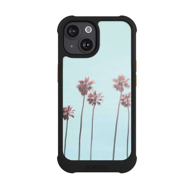 iPhone 15 NIVOmax Paradis des palmiers de plage rose
