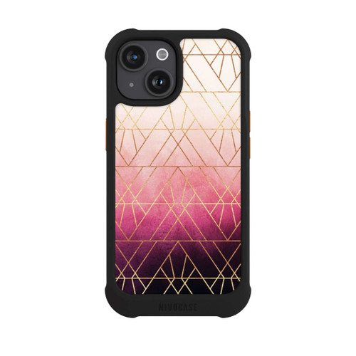 Apple iPhone 15 NIVOmax Pink Ombre Dreiecke Golddruck