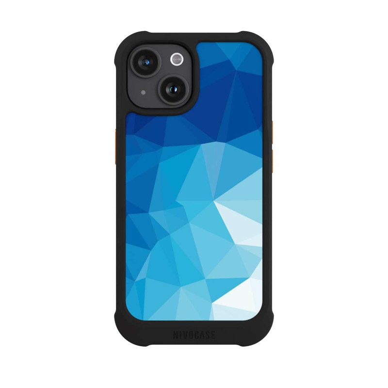 iPhone 15 NIVOmax Mosaïque Polygonale Bleue