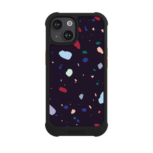Apple iPhone 15 NIVOmax Terrazzo arrondi foncé moderne