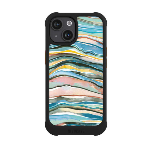 Apple iPhone 15 NIVOmax Couches d'agate aquarelle bleues