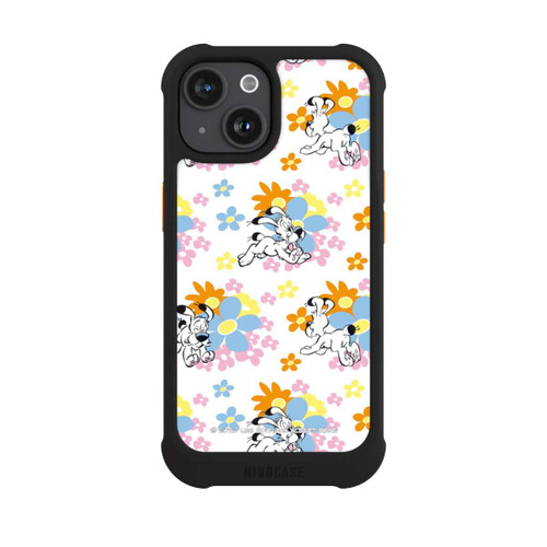 Apple iPhone 15 NIVOmax Idéfix sur fleurs colorées
