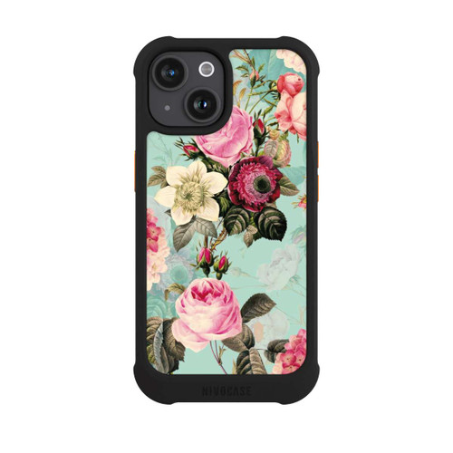 Apple iPhone 15 NIVOmax Türkisfarbene Rosentapete