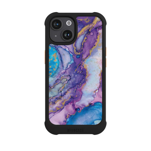Apple iPhone 15 NIVOmax Encre tourbillonnante violette et bleue
