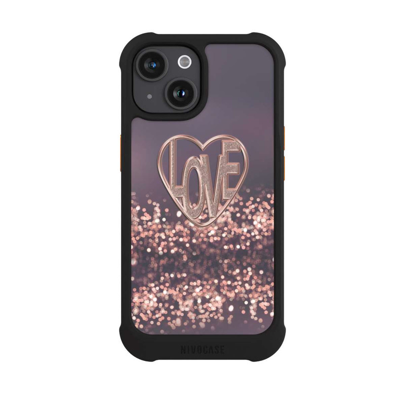 iPhone 15 NIVOmax LOVE Rose Pailleté