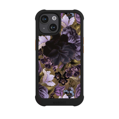 Apple iPhone 15 NIVOmax Fleurs vintage violettes et dorées