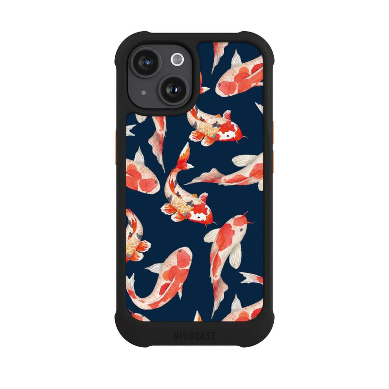 iPhone 15 NIVOmax Koi auf blauem Hintergrund