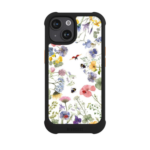 Apple iPhone 15 NIVOmax Bunte Frühlingsblumen und Bienen