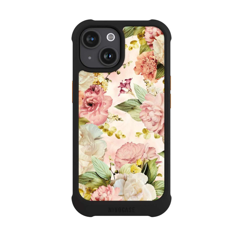 iPhone 15 NIVOmax Flower Frame Peonies beige