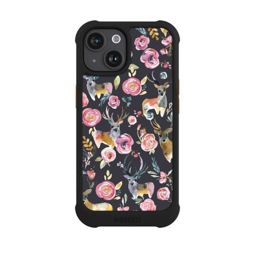 Apple iPhone 15 NIVOmax Deers and flowers Anthracite