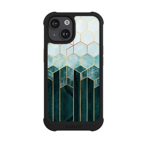 Apple iPhone 15 NIVOmax Blaugrüne Sechsecke