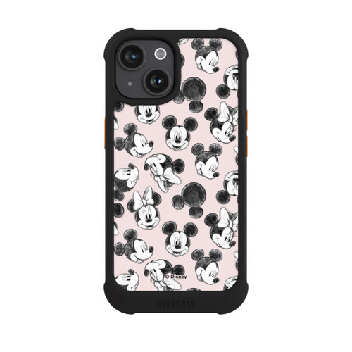 Apple iPhone 15 NIVOmax Minnie &amp; Mickey aux multiples visages rose