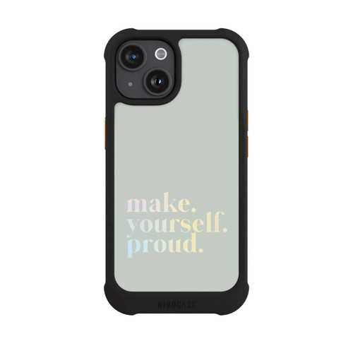 Apple iPhone 15 NIVOmax Make Yourself Proud Quote-Mint and Gradient