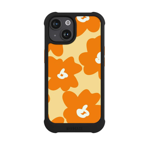 Apple iPhone 15 NIVOmax Fleurs Rétro Jaune &amp; Orange