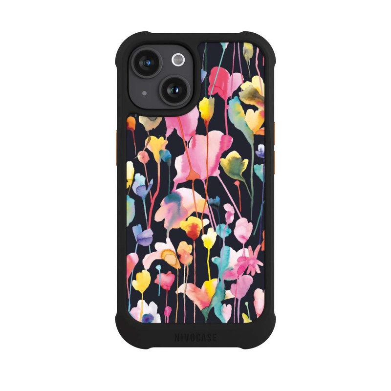 iPhone 15 NIVOmax Fleurs sauvages Noir