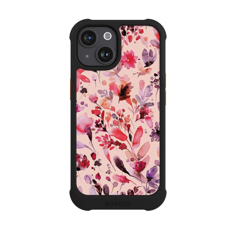 iPhone 15 NIVOmax Künstlerische Blumen Viva Magenta