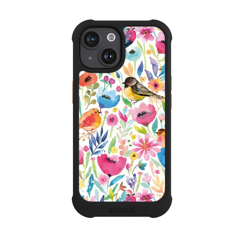 iPhone 15 NIVOmax Oiseaux et fleurs fantaisistes