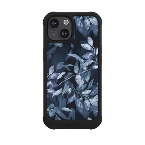 Apple iPhone 15 NIVOmax Aquarelle Feuilles Mystiques Marine