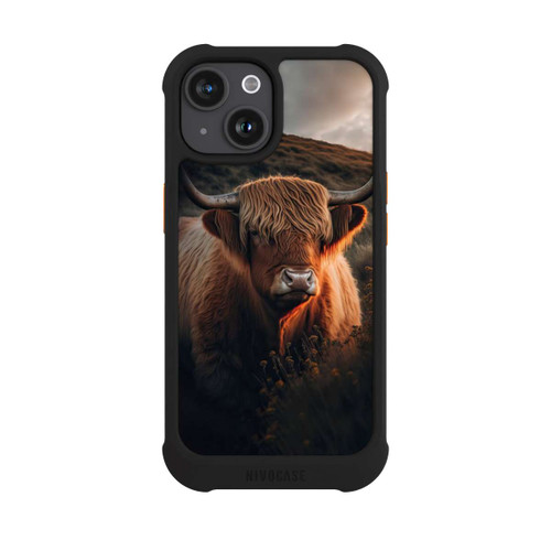 Apple iPhone 15 NIVOmax Vache Highland avec de grandes cornes avec IA