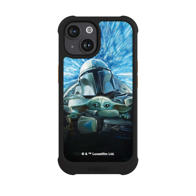 iPhone 15 NIVOmax Grogu und Mando fliegen blau
