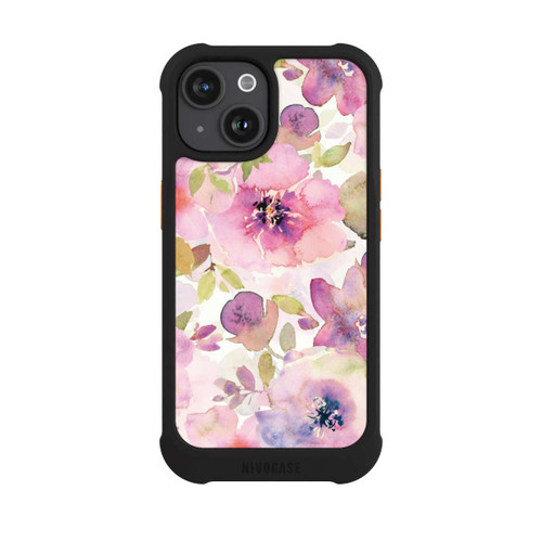 Apple iPhone 15 NIVOmax Tapete mit rosa Blumen