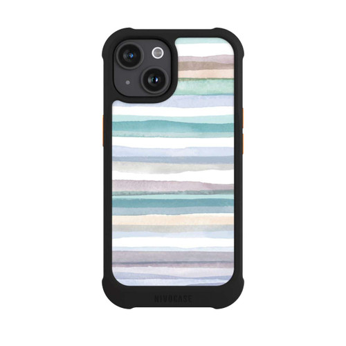 Apple iPhone 15 NIVOmax Rayures pastel bleu