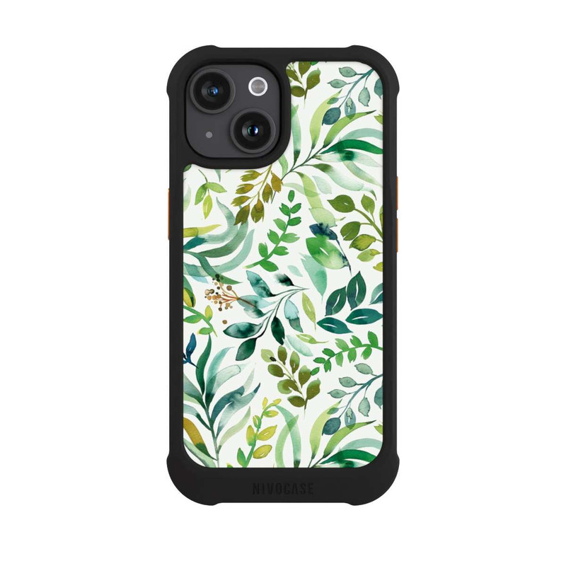 iPhone 15 NIVOmax Aquarelle Palmes Feuilles Botanique Vert