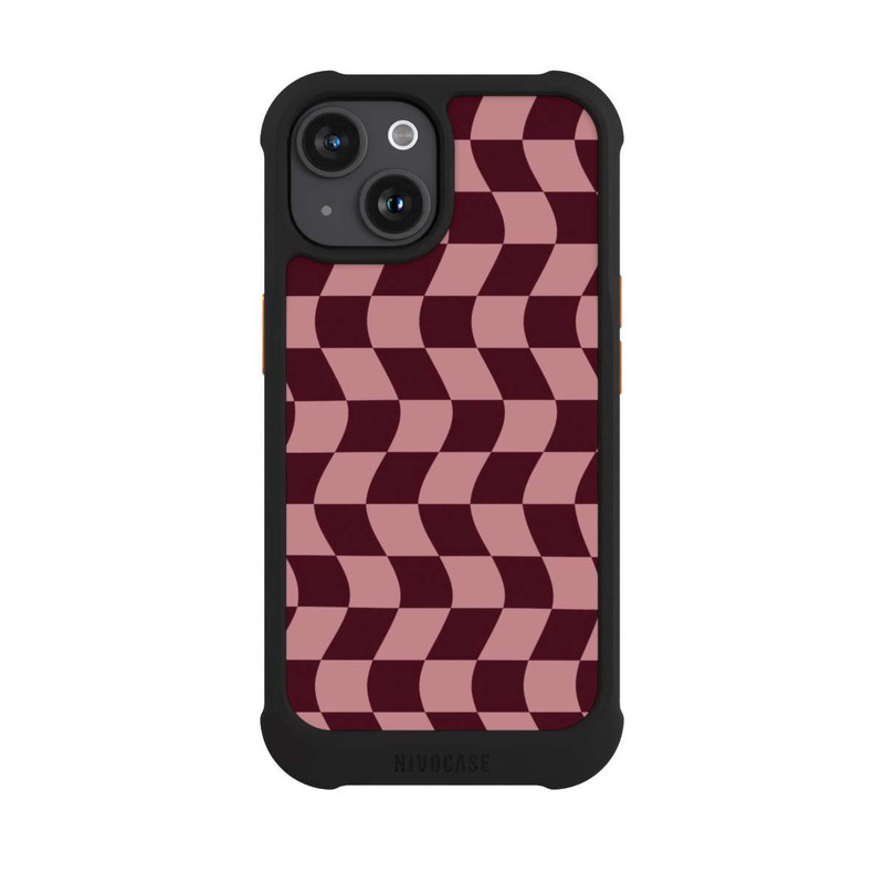 iPhone 15 NIVOmax Damier rouge-rose
