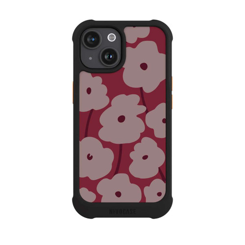 Apple iPhone 15 NIVOmax Minimalistische Blumen Bordeaux