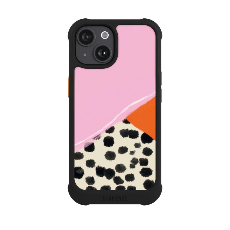 iPhone 15 NIVOmax Pink and Orange Modern Art with Dots