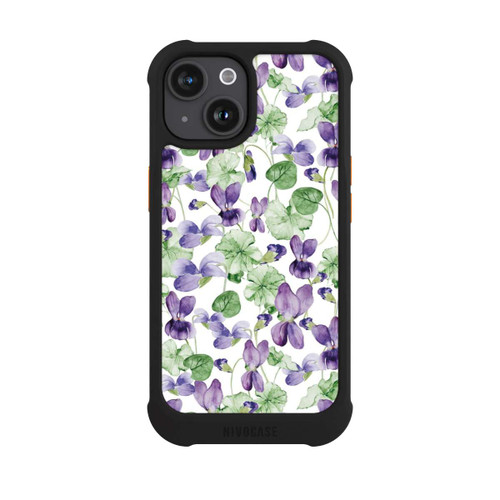 Apple iPhone 15 NIVOmax Purple Wildflowers Pattern Watercolor