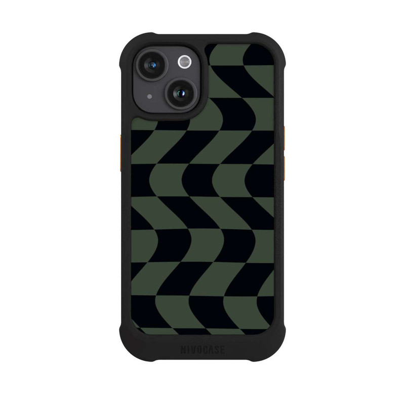 iPhone 15 NIVOmax Checked Pattern Green Black