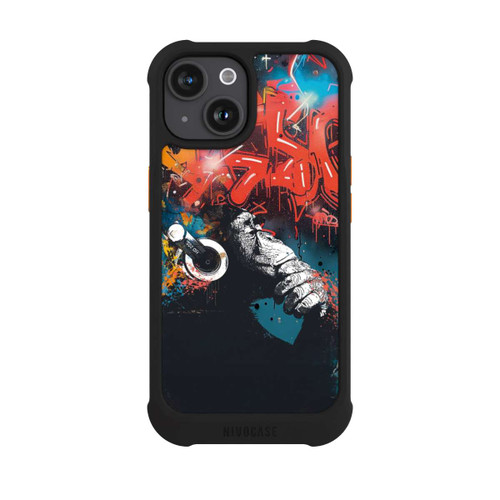 Apple iPhone 15 NIVOmax Affe Stereo Kopfhörer Graffiti Street Art
