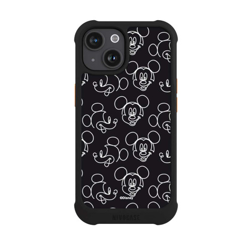 Apple iPhone 15 NIVOmax Disney Mickey Faces Black Line Art Pattern