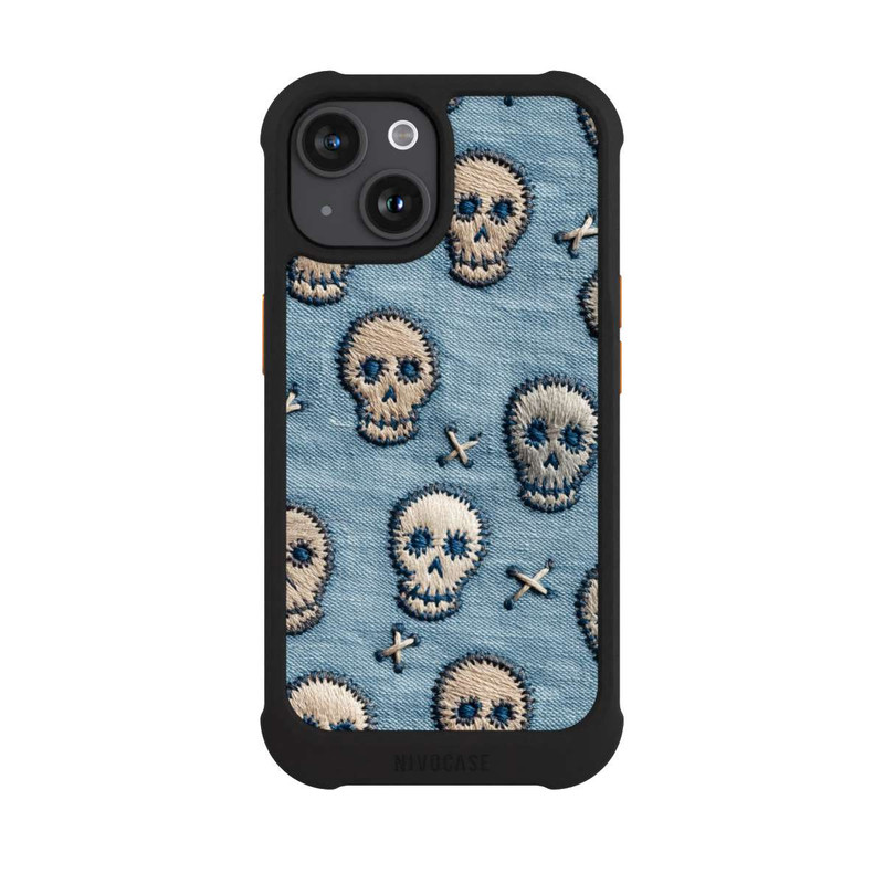iPhone 15 NIVOmax Skulls on Jeans Pattern