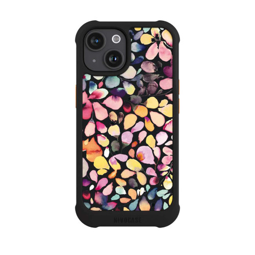 Apple iPhone 15 NIVOmax Eucalyptus Watercolor Leaves Black